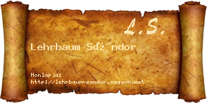 Lehrbaum Sándor névjegykártya